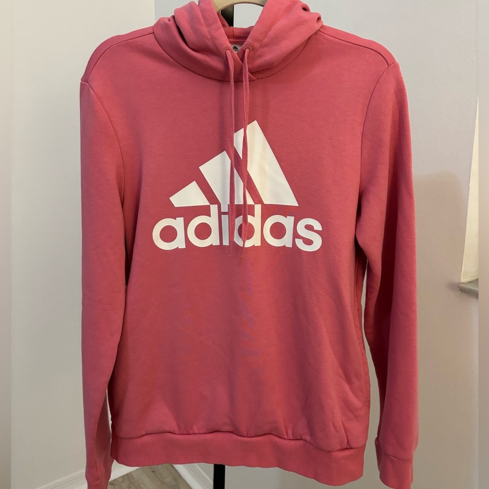 adidas Rose Pink Logo Drawstring Hoodie